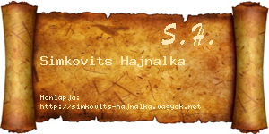 Simkovits Hajnalka névjegykártya